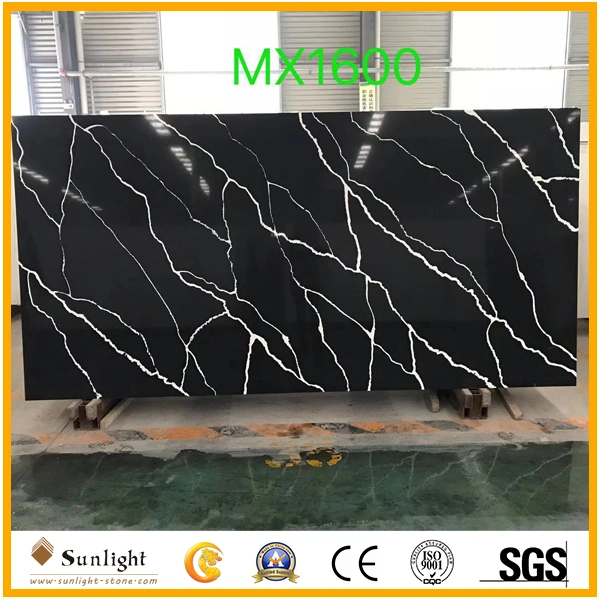 Customize Popular Artificial Pure White/Yellow/Black/Grey/Crystal/Pink/Green/Red/Sparkles/Calacatta Quartzite Slabs Quartz Stone for Countertops/Vanity-Tops