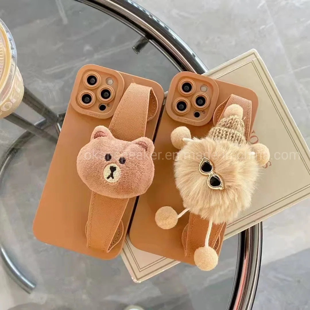 New Cartoon Toys Bear Wristband Holder Stand Mobile Phone Case