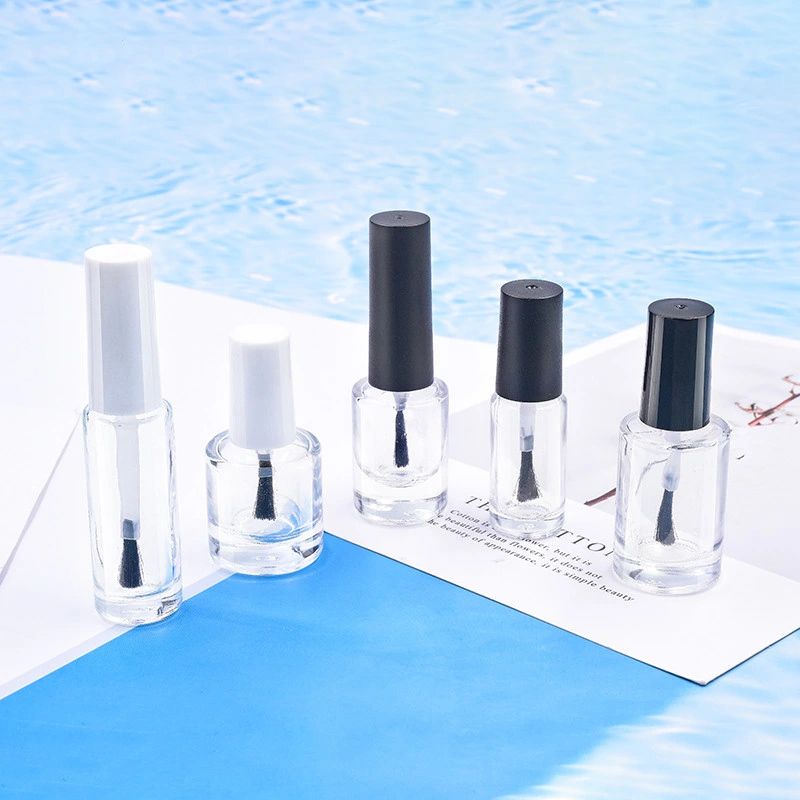 Wholesale 5ml 8ml 10ml Clear Cylindrical Shape Glass Bottle for Nail Polish with Brush Lid