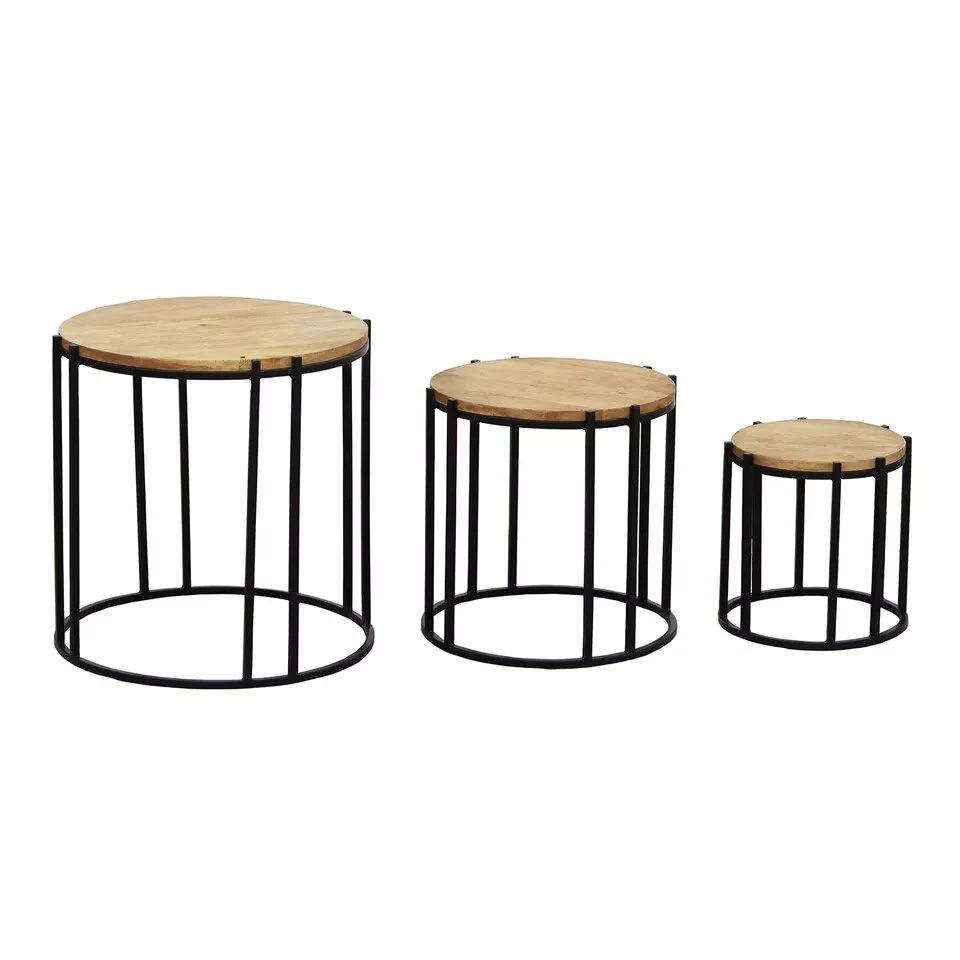 Living Room Furniture Large Round Black Corner Table Solid Wood Metal Combined Corner Table Large Nordic Coffee Table