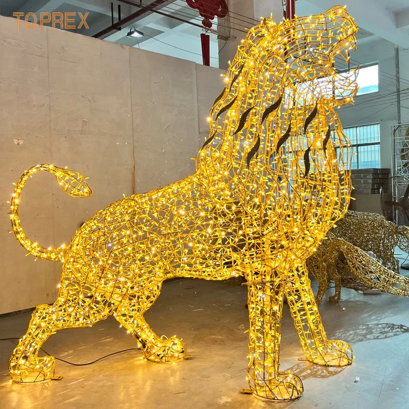 Factory Supplier 2024 Newest Holiday Festival Outdoor African Lion Animal LED Lion Motif Light for Christmas Street Decoration Light