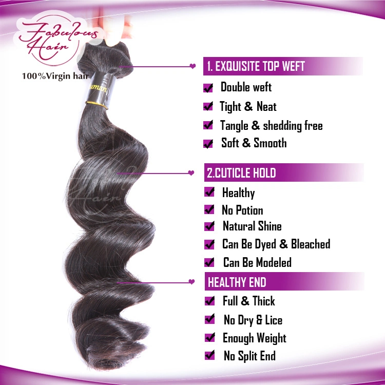 Fbl Hair 100% Malaysian Loose Wave Virgin Hair Weaving Weft