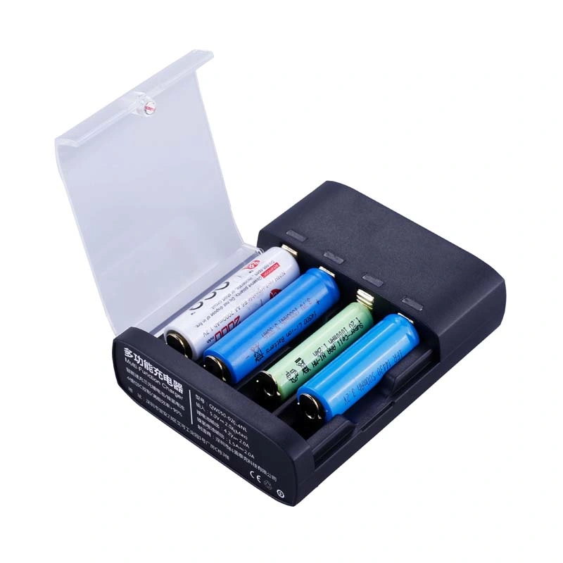 2021 New Products 4 Slot Plug 1.2V NiMH/NiCd 3.7V Lithium Rechargeable Battery Smart Charger