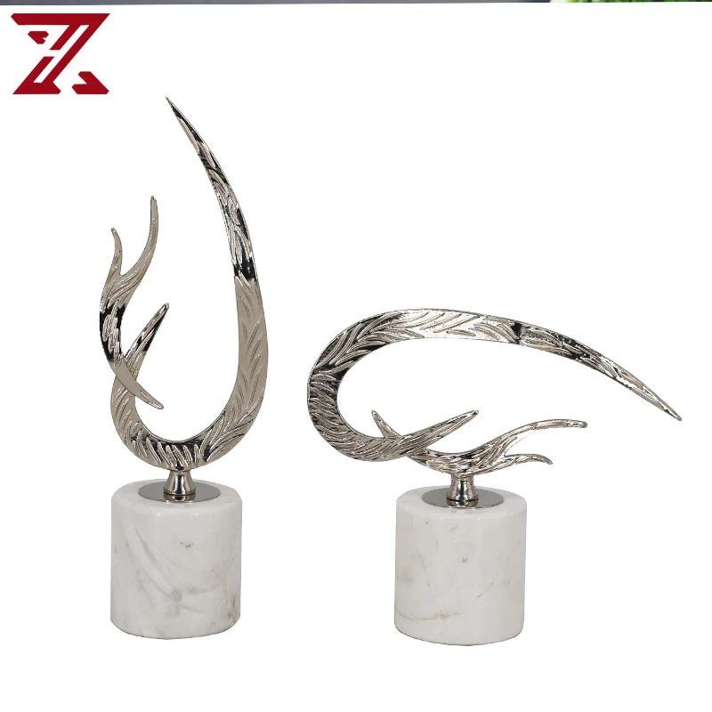 Wholesale/Supplier Silver Color Sculpture Art Abstract Bending Shape Electroplating Metal Artifact Decoration