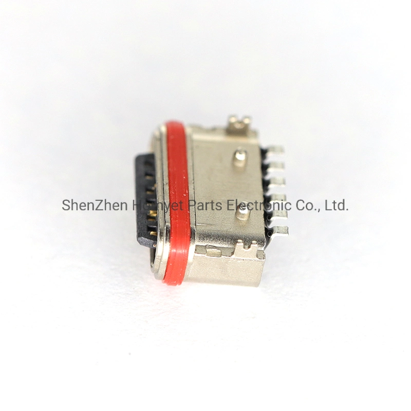 Female USB Connector 6p Patch All Metal Waterproof Sealing Ring Connector Female Base