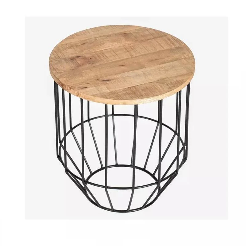 Living Room Furniture Large Round Black Corner Table Solid Wood Metal Combined Corner Table Large Nordic Coffee Table