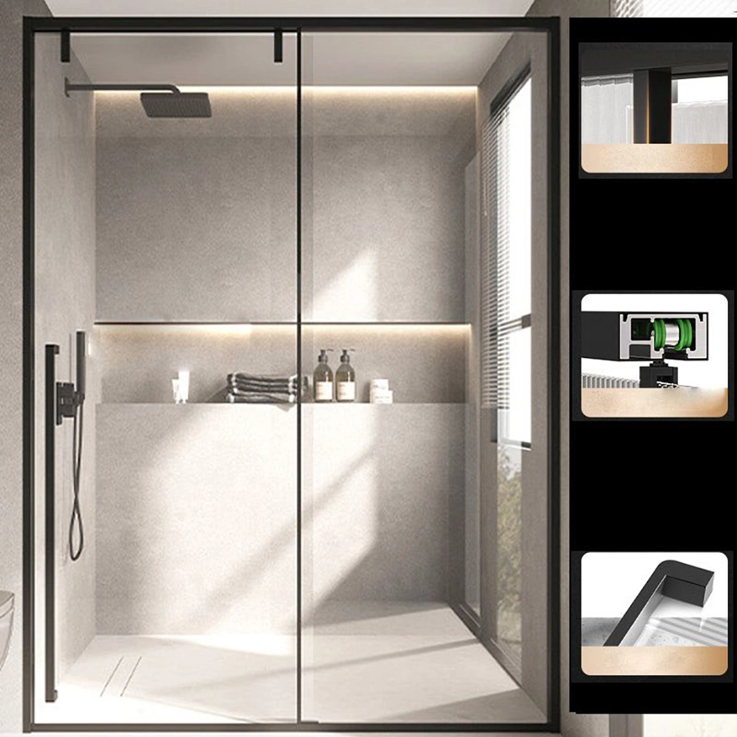 Qian Yan Tirador de baño Cuarto de baño de cristal de China de fabricación del marco de puerta personalizados ODM 15mm de espesor armario bastidor de aluminio de Hardware de marco de la puerta de vidrio