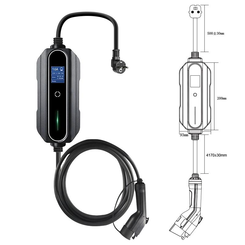 EV Charging Station Mode2 Type1 16A 250V Single Phase Display Screen Charger Cable