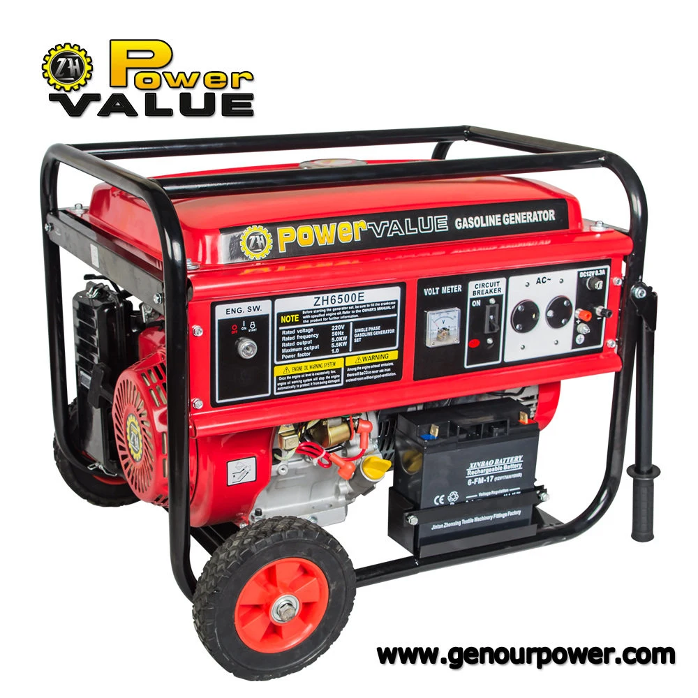 Genour Power Zh6500 188f 15HP 5kw Portable Gasoline Generator Air Cooled