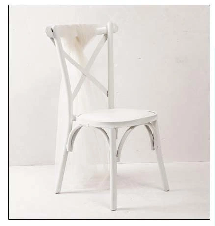 Weeding Event Rental Natural Color Oak Wood Cross Back Dining Chair with Metal Back