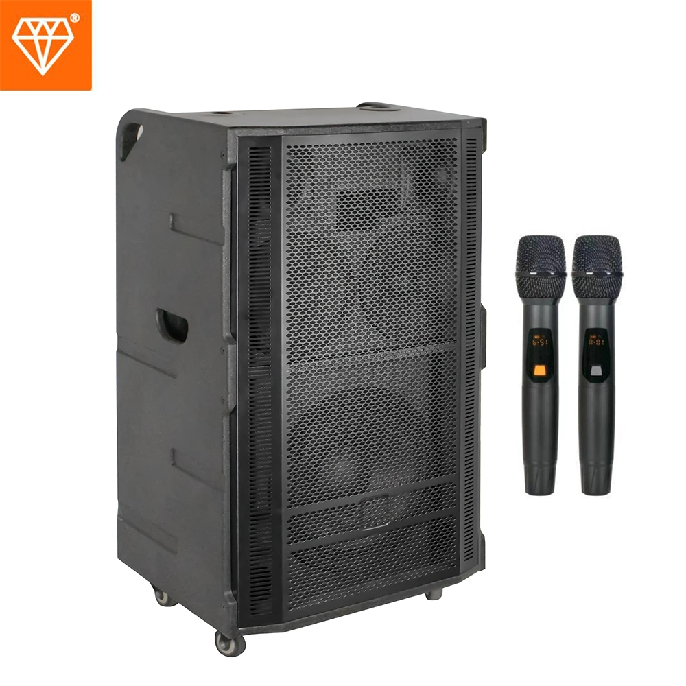 High Power 12 Inches Speaker Box Deep Bass Woofer with 2 PCS UHF Wireless Mic