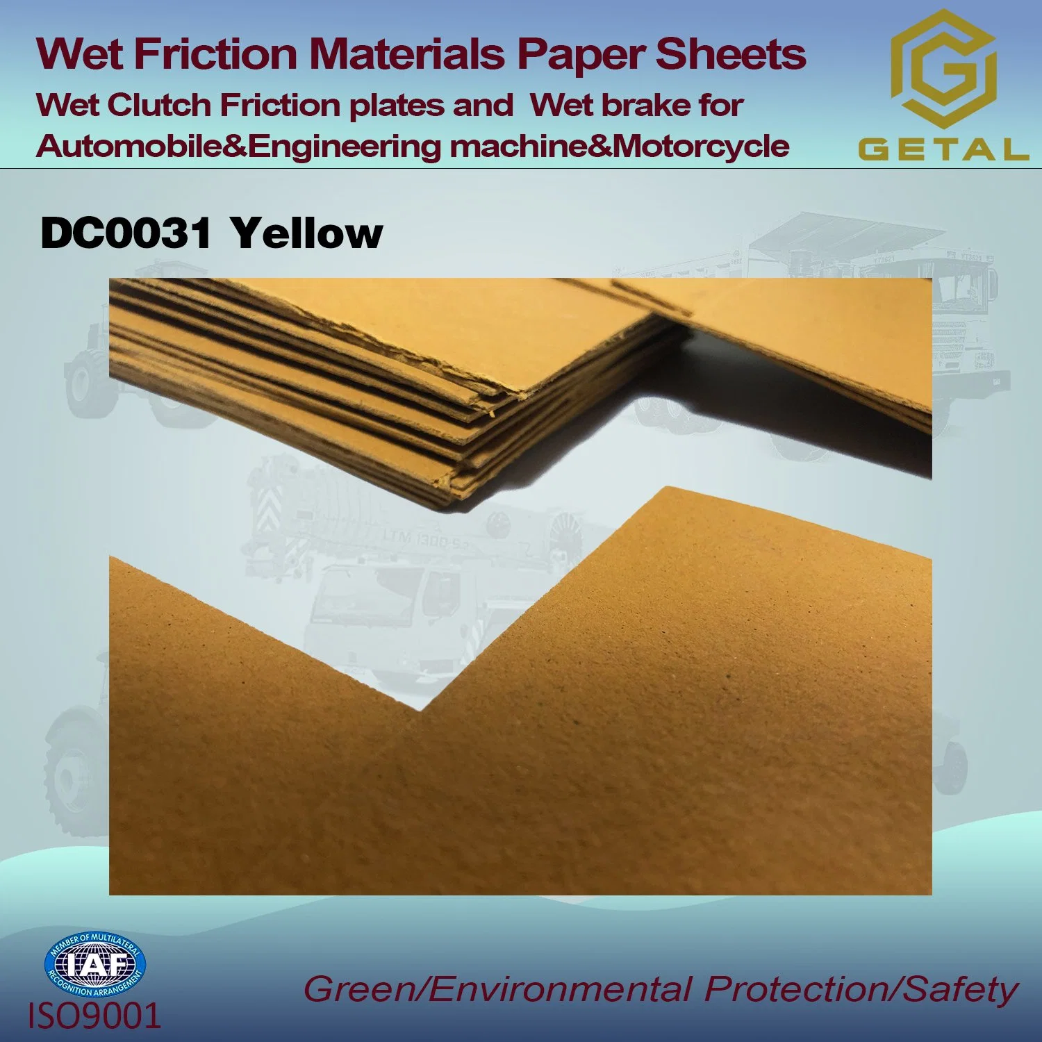 Getal Wet Friction Materials Paper Sheets and Rings for Wet Clutch and Wet Brake