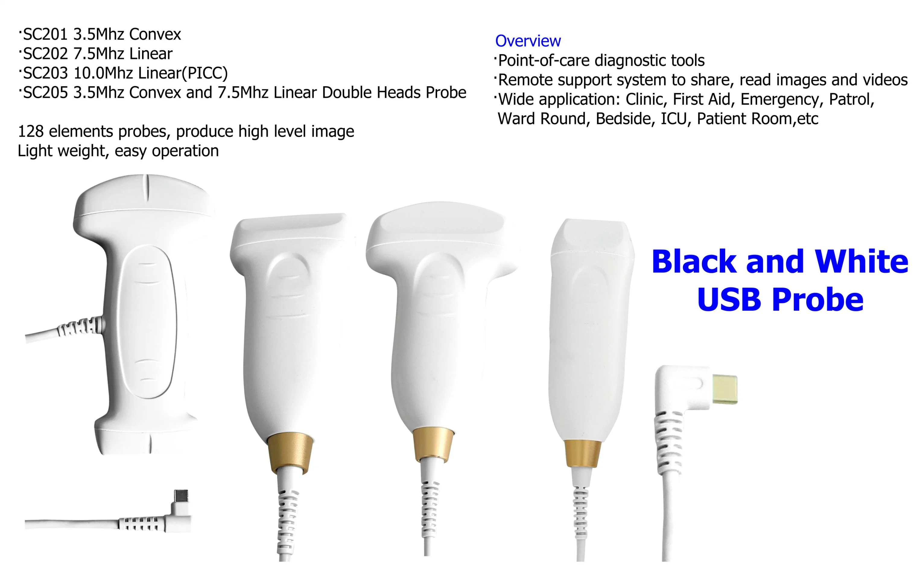 Hospital Equipment B/W Trolley Ultrasound Scanning Machine for Human (THR-US370)