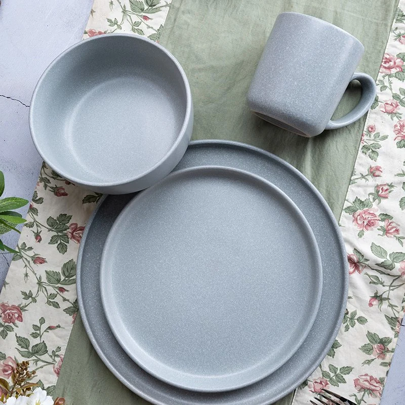 16 PCS Verão Primavera 2024 Rosa Glacê reativa grés Dinnerware Definido