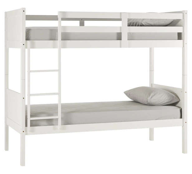 Wholesale/Supplier White Painted Wooden Bedroom Furniture Double Bunk Bed for Home and Dormitory Use