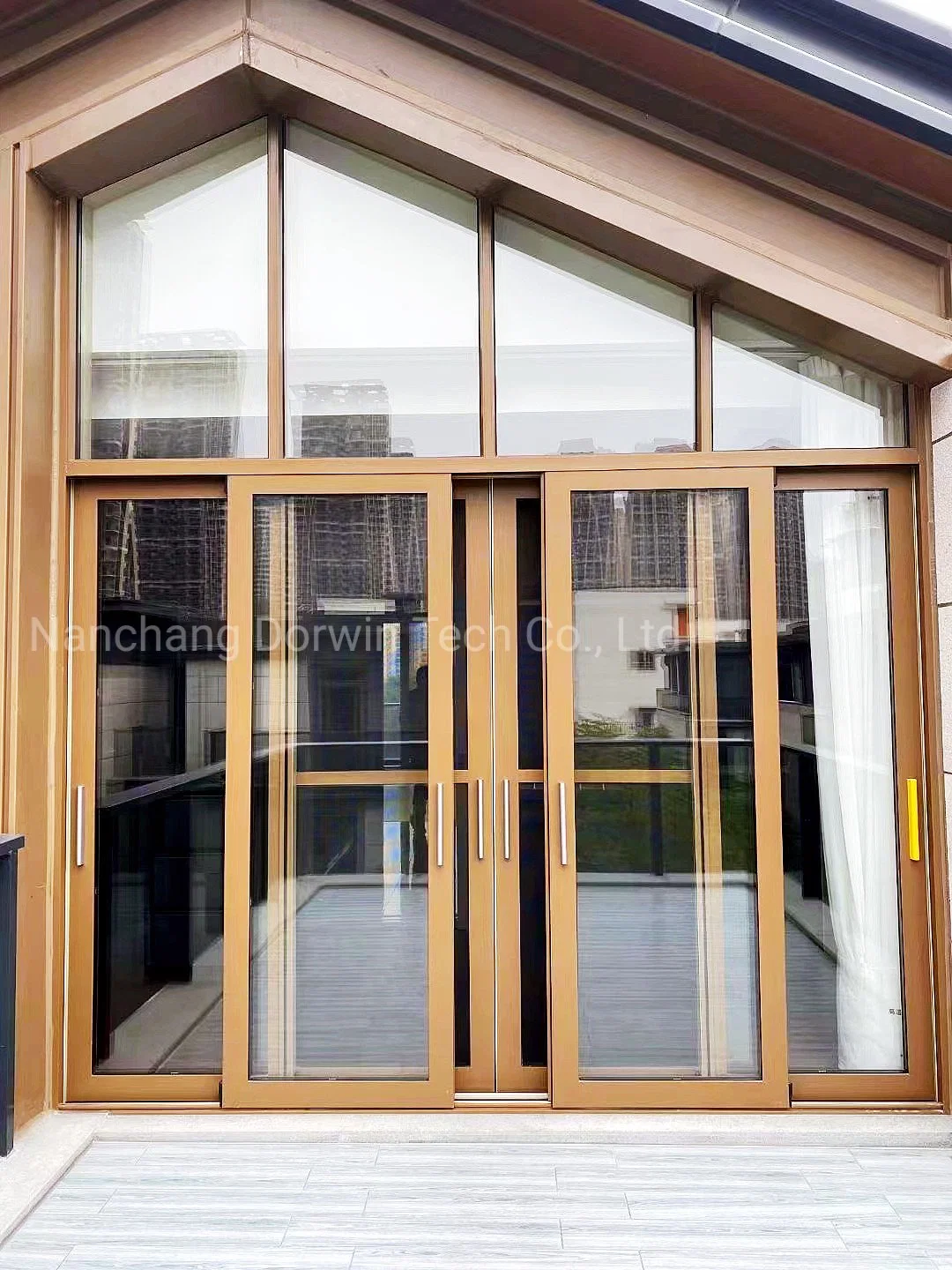 High End Customized Golden Color Aluminum Glass Balcony Enclosures House