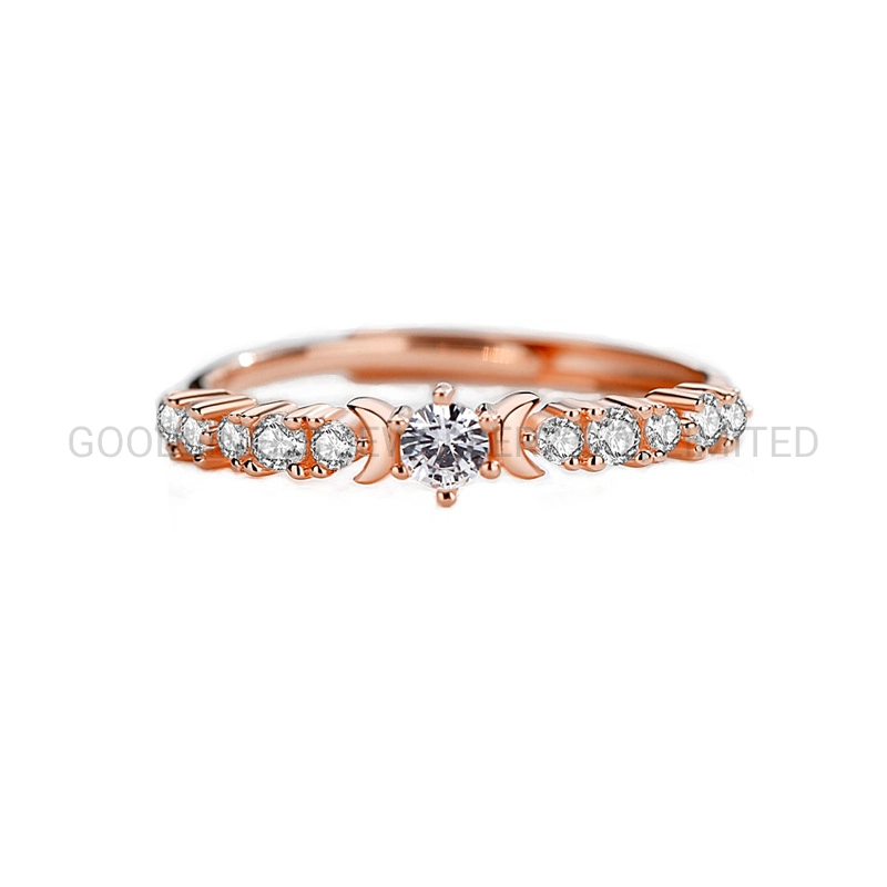 Silver Moon Female Rose Gold Index Finger Micro Open Ring