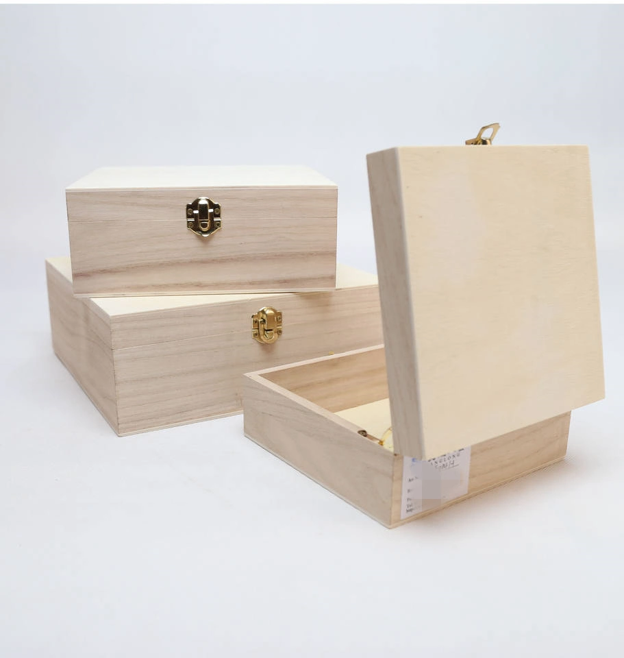 Customization Pine/Paulownia Plywood/Wooden Box with Lock for Jewelry/Gift Storage