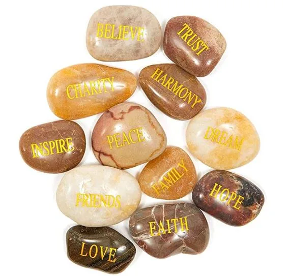 High quality/High cost performance Buddhism Customizable Lettering Pebble Stones Decorative Pebbles Stone Combination Set Stone Lettering Stone Come on, Be Happy, Happy, Love