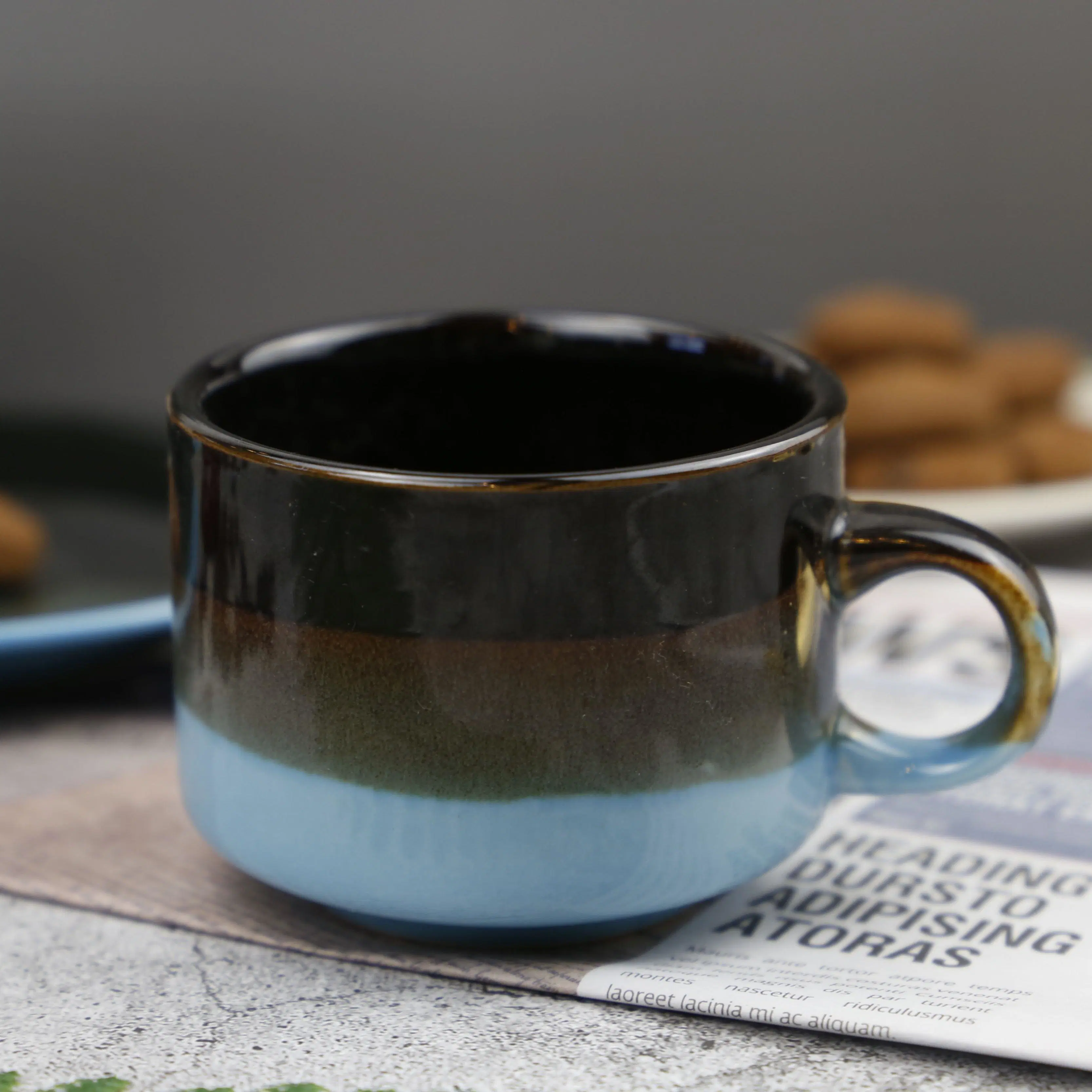 Juego de taza de café cerámico Tricolor Gradient