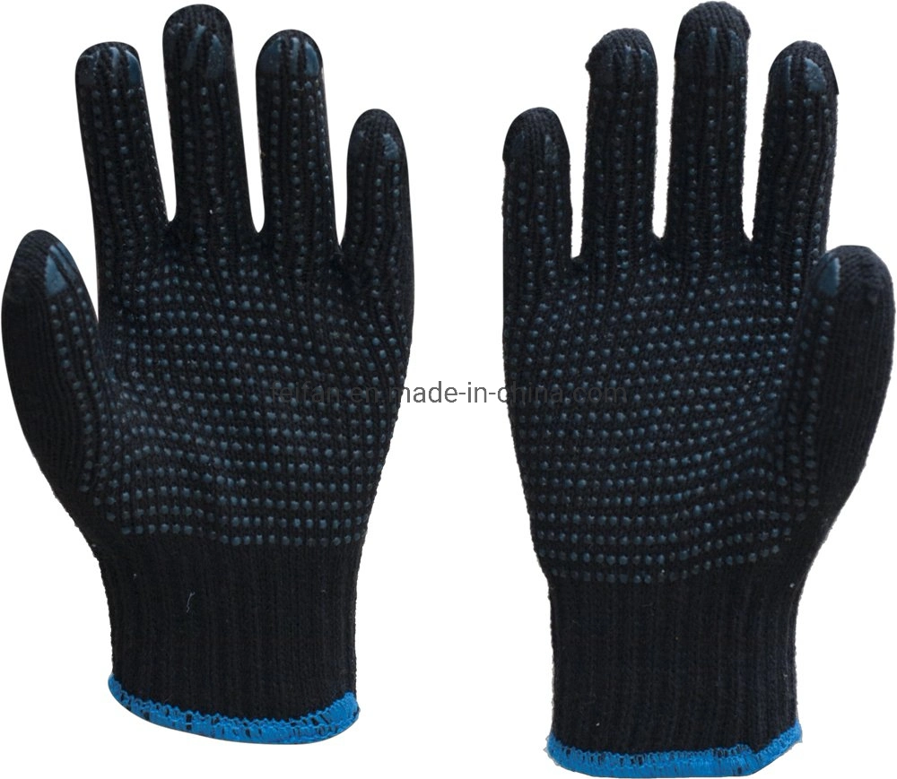 Tejidos de algodón de la seguridad de puntos de PVC guantes para el montaje y embalaje