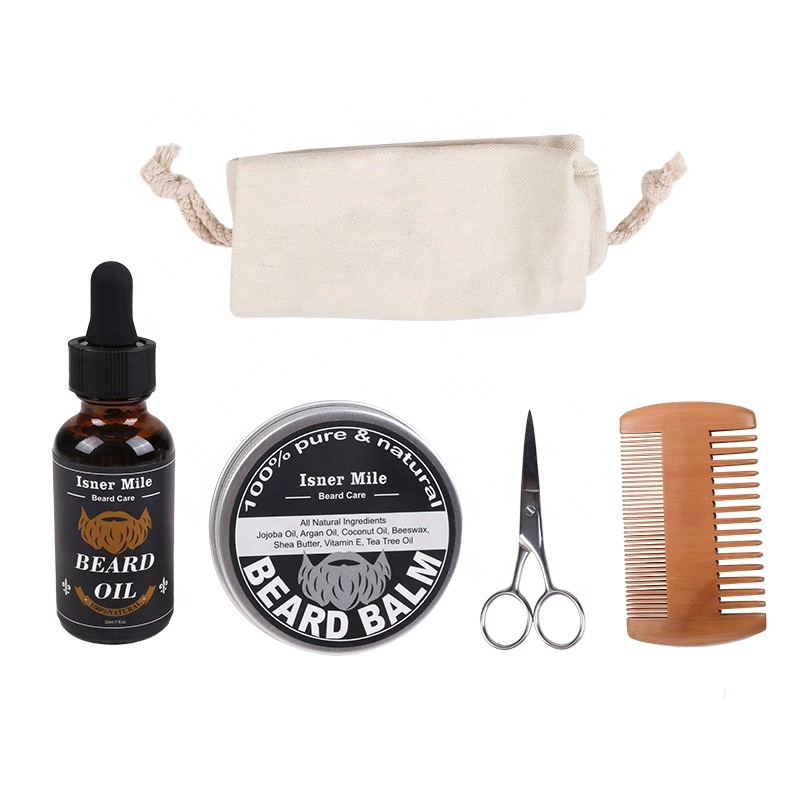 Rendimiento de alta calidad/alto costo hombres Caja de Regalo Peluquería Set de barba orgánica Grooming Kit de cuidado del barbero de aceite de barba