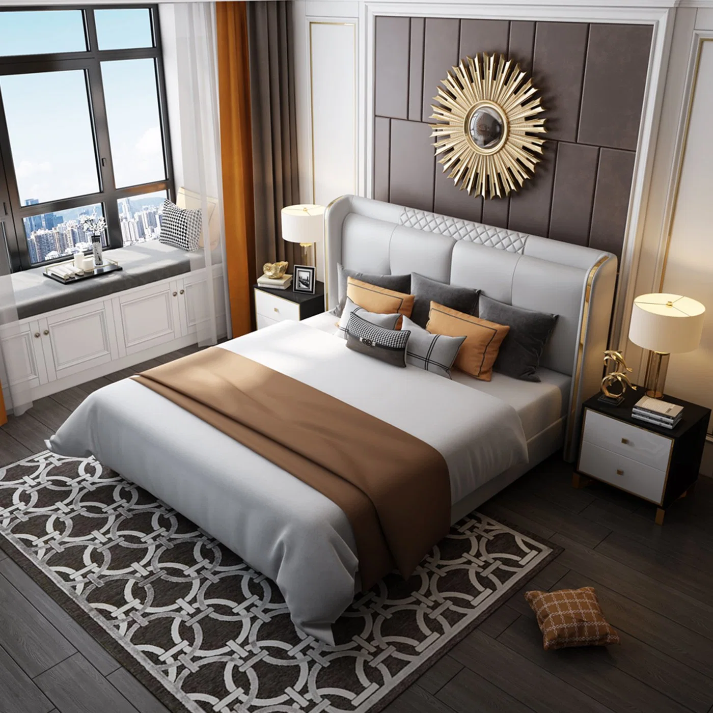 China Großhandel/Lieferant Luxus Modern Home 1,8m Leder Doppel-König und Schlafzimmer Mit Queensize-Bett, Möbel