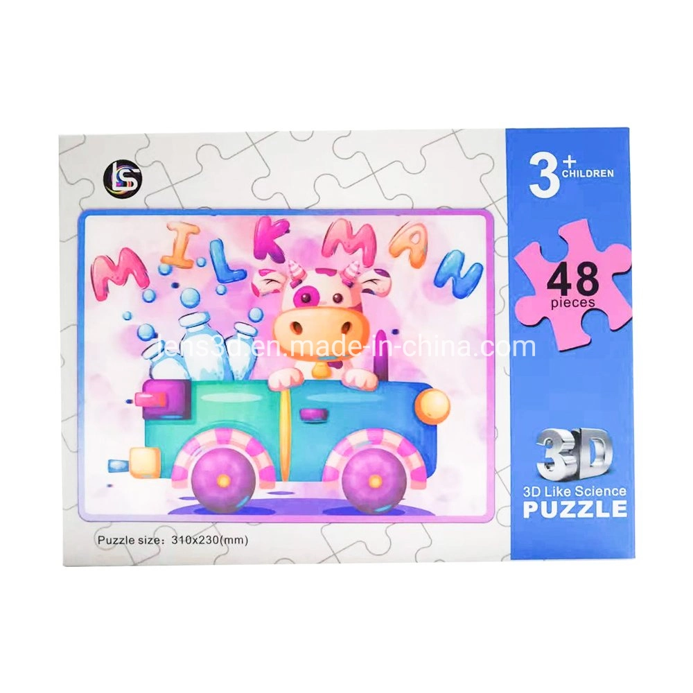 3D Lenticular Printing Children Jigsaw Puzzle with Cute Animals