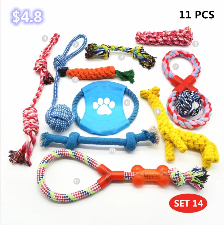 Pet Supplies Dog Cotton Rope Toys Grinding Teeth Colorful Bite Combination Set Wholesale/Supplier