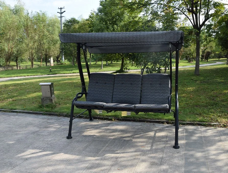 Cadeira de balanço de pátio, 2/3-pessoa canópia exterior Swing, alpendre com almofada removível, planador de giro para o pátio ao ar livre, jardim, piscina, varanda