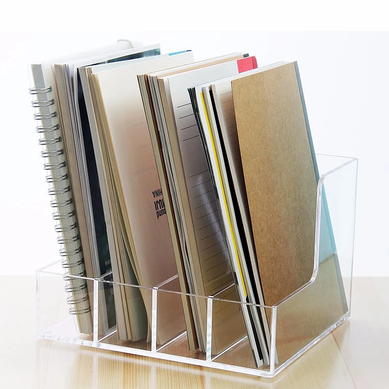 A5 Transparent Acrylic Storage Box as File Notebook Holder