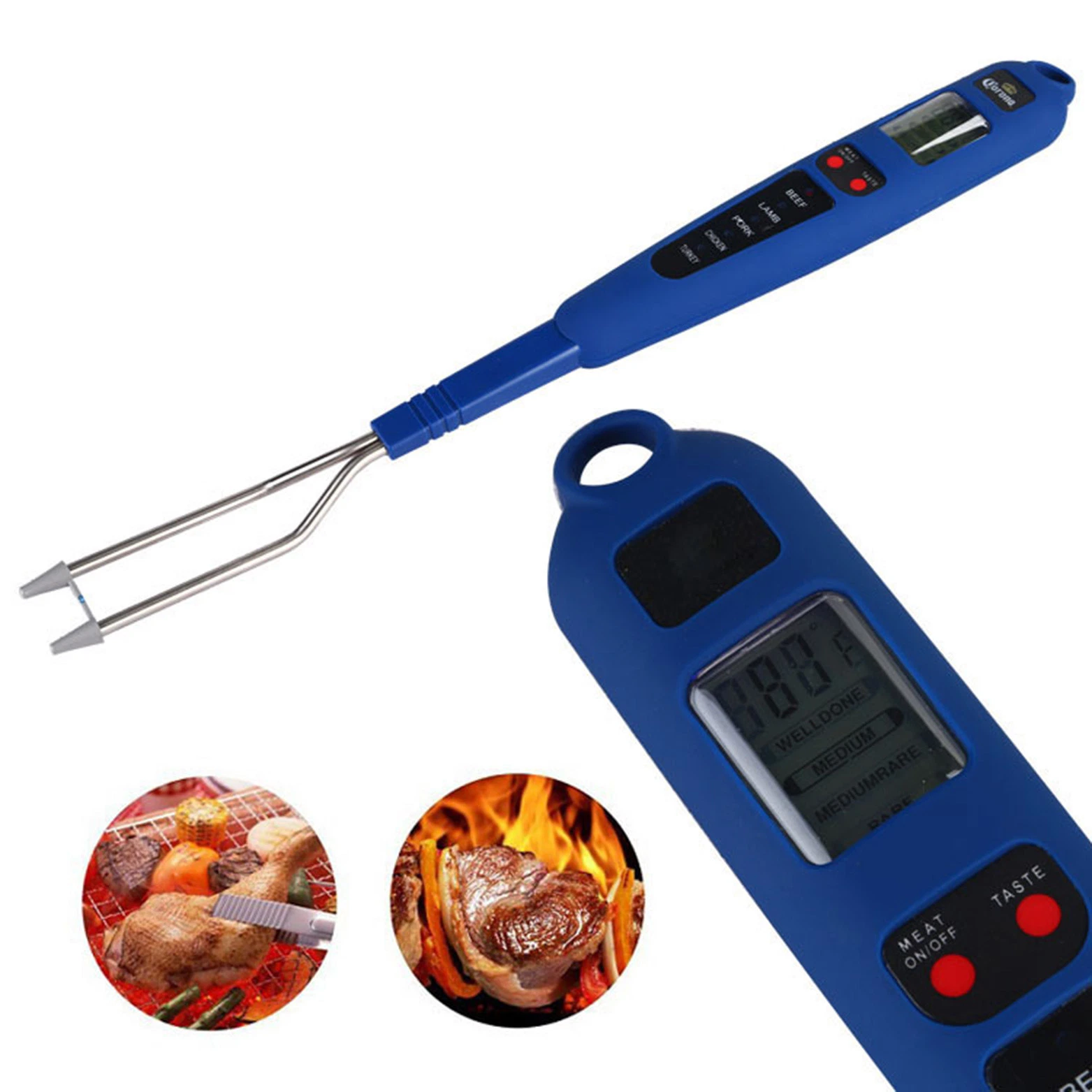 Digital Ultra termómetro de carne alimentos horquilla de la sonda de temperatura modos digital de cocina para cocinar asar BBQ BL13898