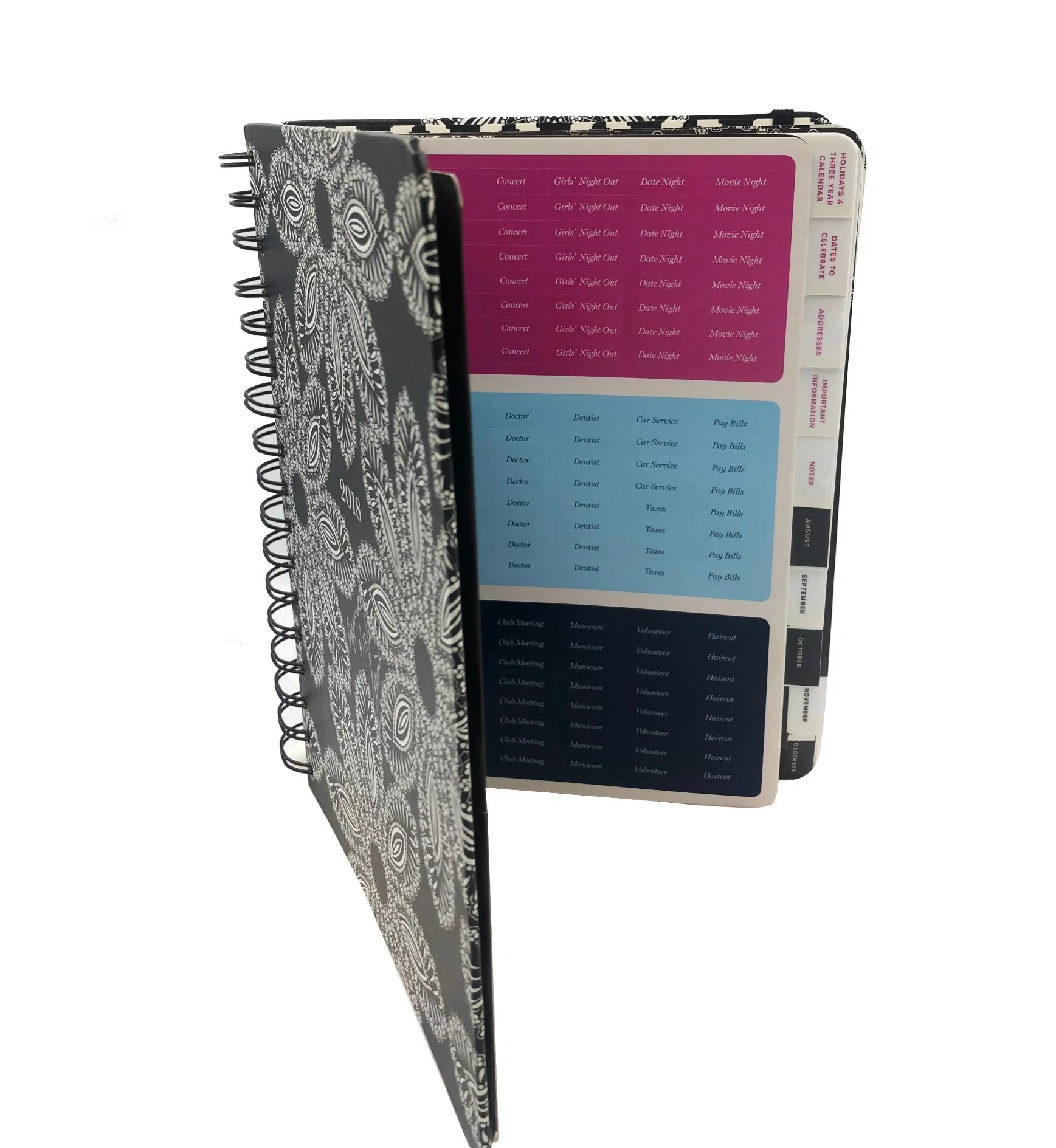 Cahier à spirale avec impression florale Planificateur de productivité Agenda quotidien pour fournitures de papeterie