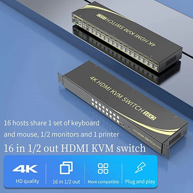 USB-C + conmutador KVM HDMI, 4K@60Hz, 4 in 1 OUT, salida de audio, USB 2,0 adicional, 3 entradas HDMI + 1 entrada tipo C.