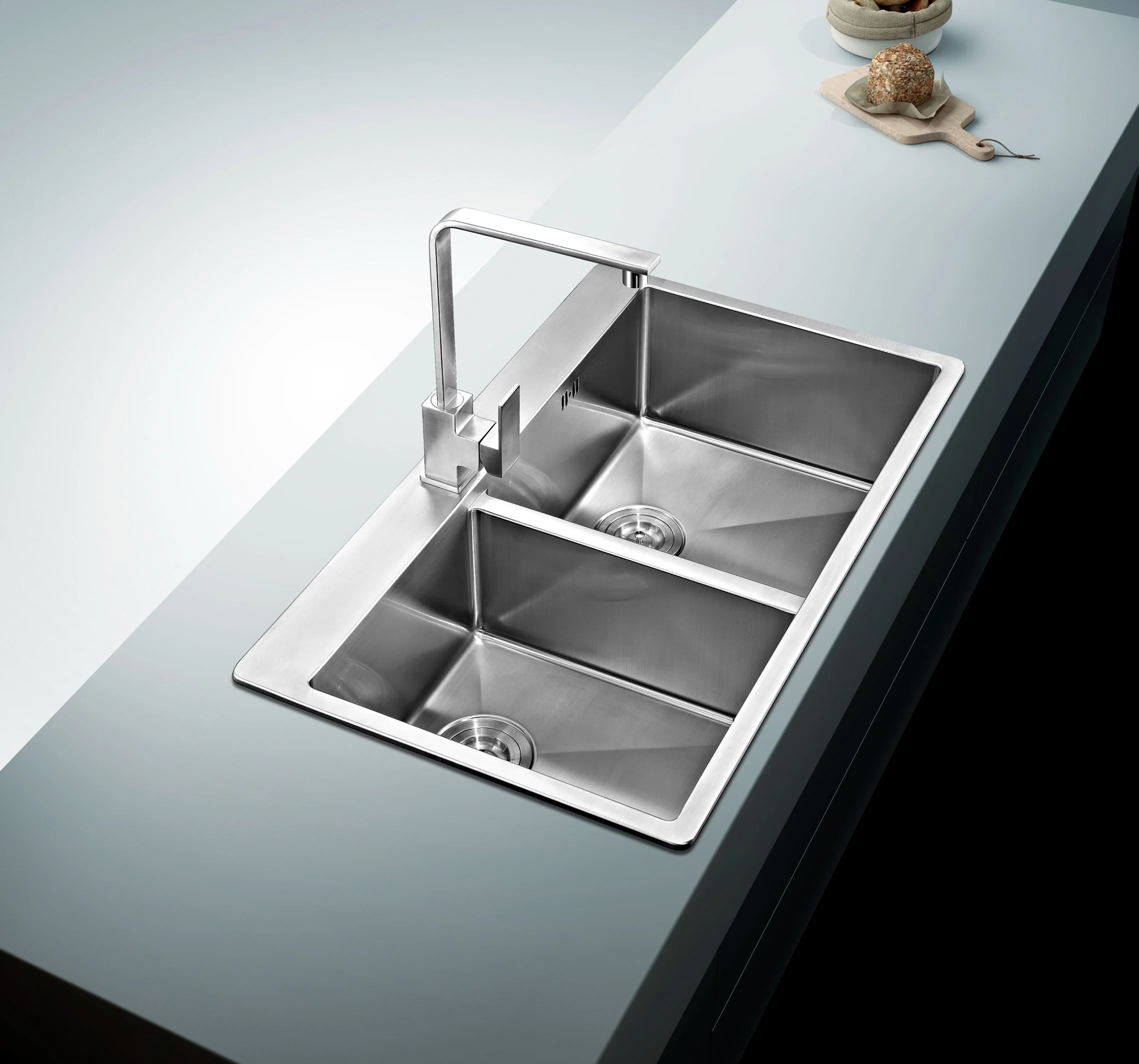 High quality/High cost performance  SS304 30inch Topmount Double Bowl with Faucet Hole