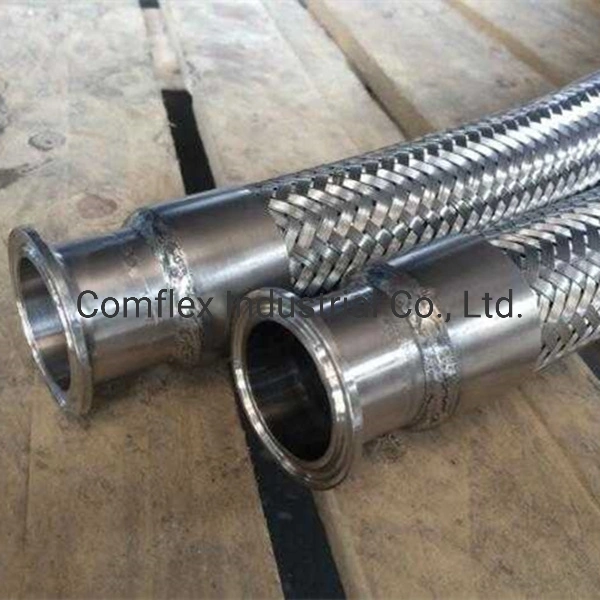 High quality/High cost performance Stainless Steel Corrugated Wire Braided Flexible Hose with Welded End Fittings