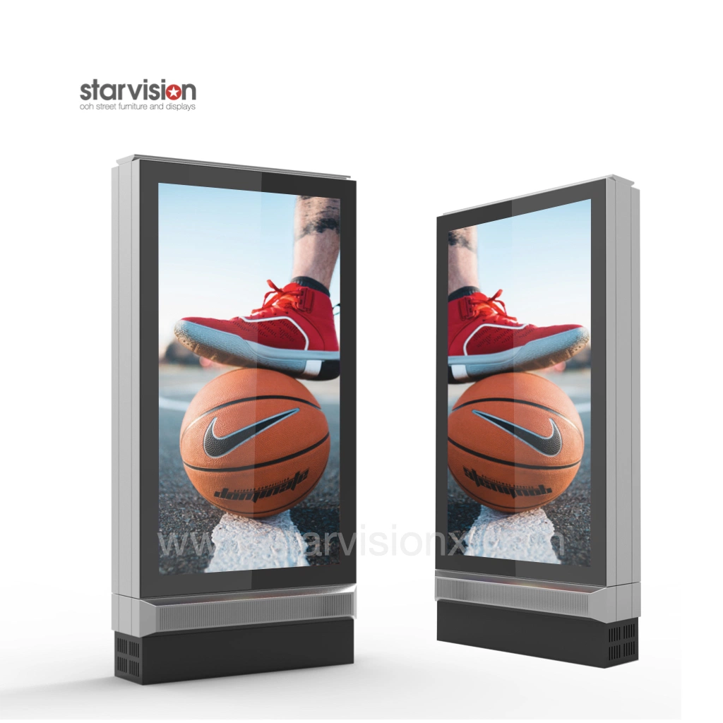 شاشة LCD رقمية لإعلانات خارجية تتميز بدرجة سطوع عالية لشبكة 4G WiFi قياس 75 بوصة لافتات عليها الزجاج المقسى