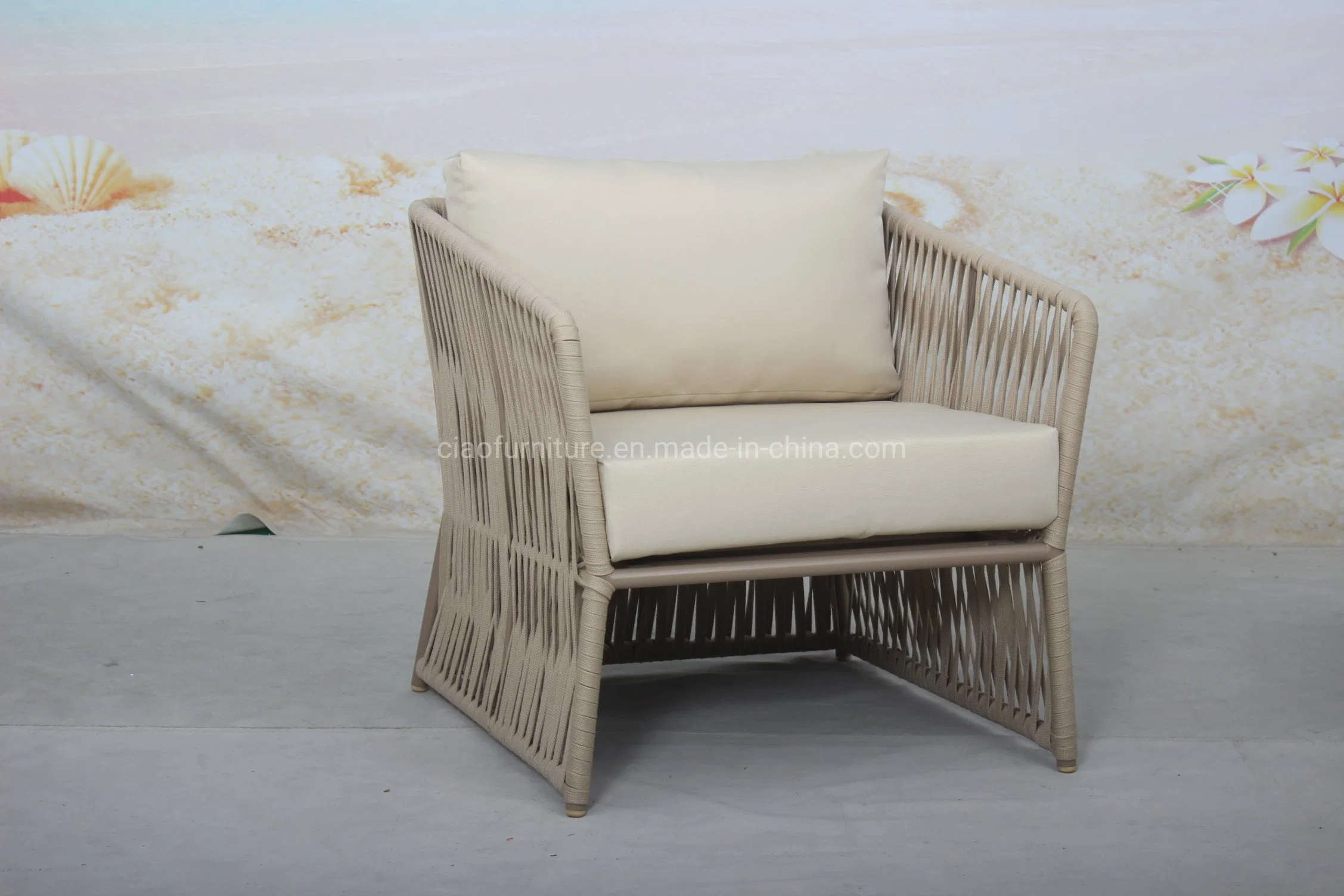 Aluminum Frame Woven Rope Round Sofa Set Aluminum Rope Garden Patio Sofa Set Rattan Outdoor Furniture