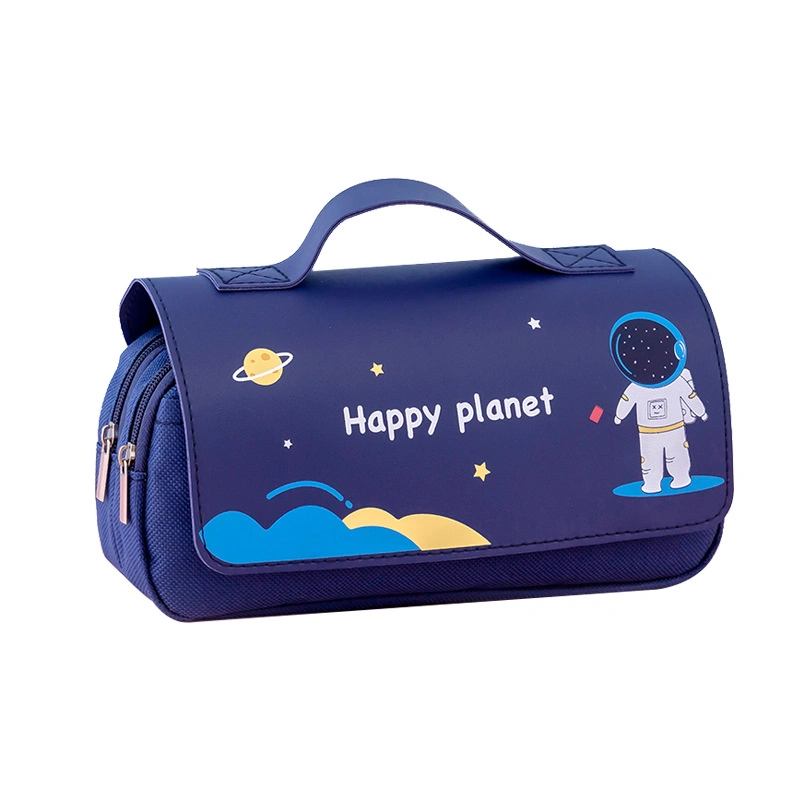 Estojo de tamanho grande para lápis de banda desenhada para alunos, bonito saco portátil de papelaria Saco de lápis Multifunctional Stationery Box criativo