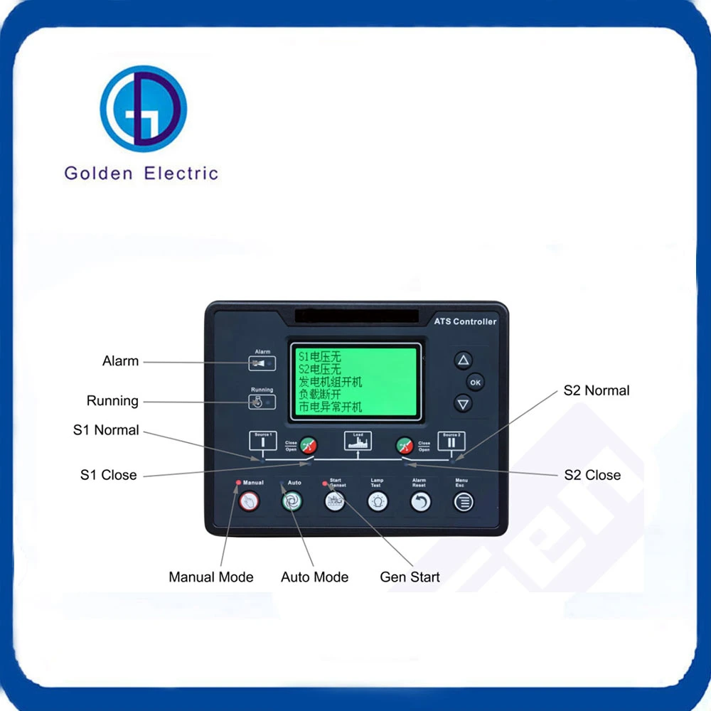 Intelligent ATS Generator Electronic Controller ATS Control Module Auto Start Controller with LCD Display ATS Controller