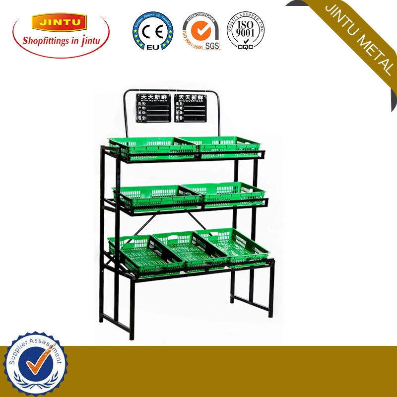 Two-Three Tiers Single Side Metal Vegetables and Fruits Display Shelf