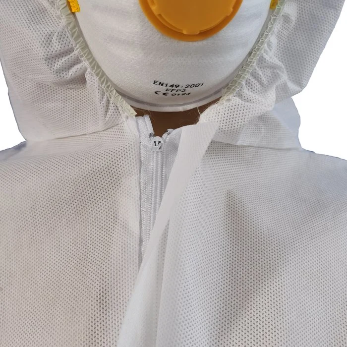 Type 5 Type 6 Standard White Disposable Safety SMS Work Wear Fire Resistant Jumpsuit with Hood Without Boots