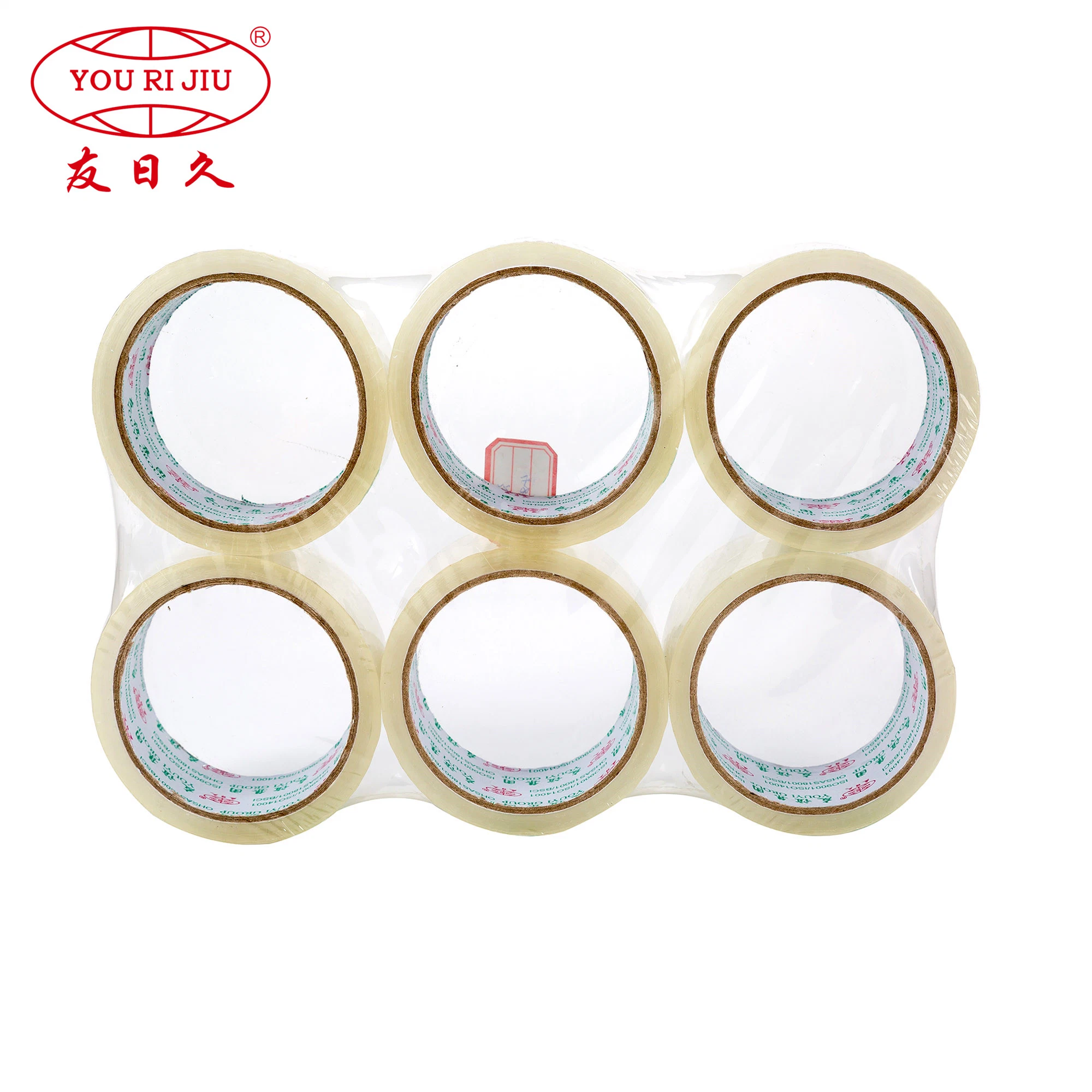 Yourijiu BOPP OPP Acrylic Waterbased Self Adhesive Super Clear Crystal Packaging Carton Sealing Tape Jumbo Roll Printed Multi Color Packing