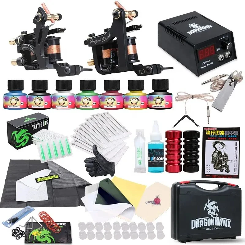 Mast Dragonhawk Complete Professional Tattoo Kit Rotary Machines Gun for Body Art