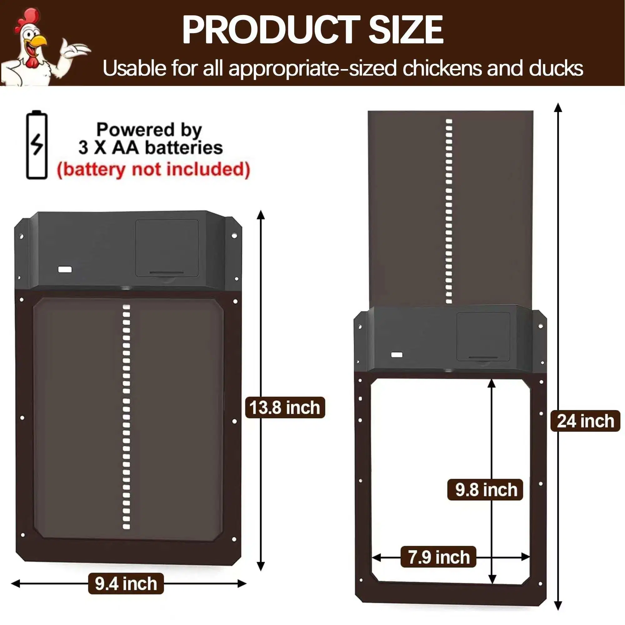 Battery Waterproof Plastic Light Sensing Controlled Automatic Chicken Coop Door Opener