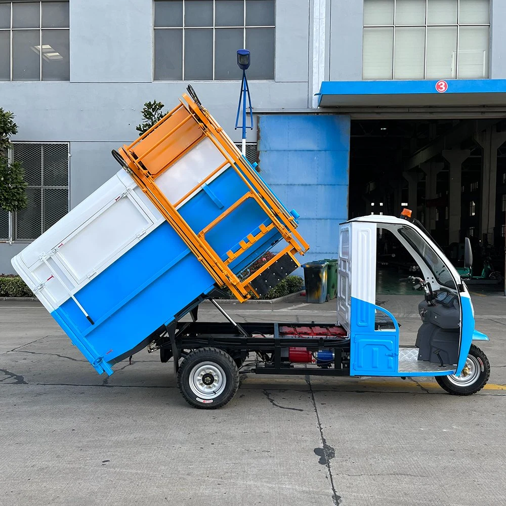 Self-Loading and Unloading Side-Turning Bucket Electric Cargo Garbage Tricycle Truck Price of Wheel Track 980mm