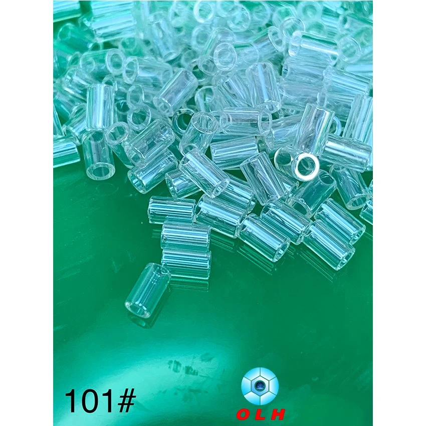 Factory Direct Sale Wholesale #101 2.5*4.0mm Transparent Pipe Beads Glass Seed Beads Machine Glass Beads for Garment & Jewelry Making & Embroidery Machine