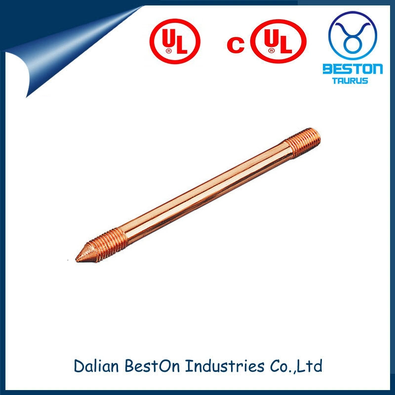 Dalian Beston Kupferstab 16mm Gewindlose Kupplungen Erdstab China reine Kupfer Erdstab Fabrik 3/8".1/2". 5/8“. 3/4“. 1 Zoll Groesse UL 467 Kupfer beschichteter Erdungsstab