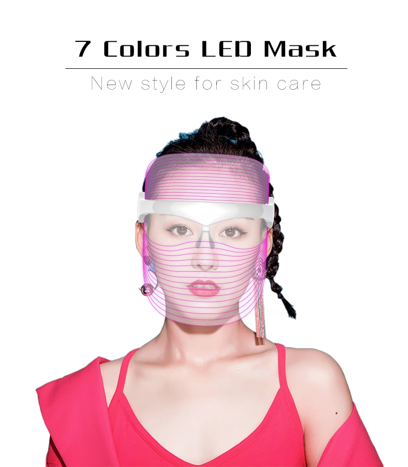 LED Gesichtsmaske 7 Farben Photon Licht Therapie Maske mit Hals Whitening Straffende Haut Falten Entfernung Verjüngung Beauty-Tool