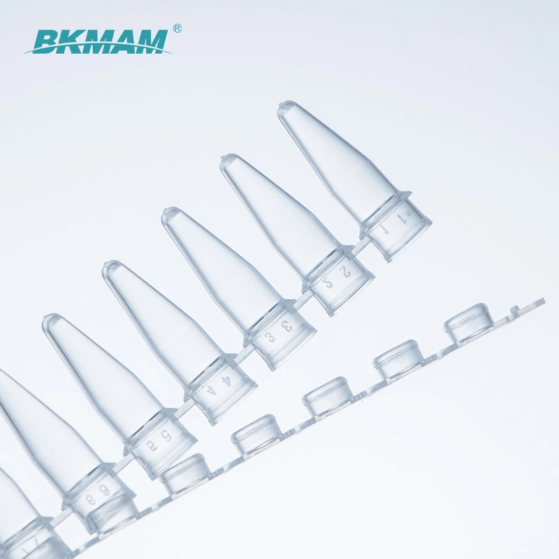 Tubo de centrífuga de tubo de PCR de 0,2 0.1ml de pared delgada de 0,5 ml de PCR transparentes los tubos de tiras de 8